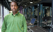 man in data center