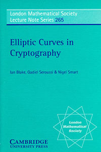 Elliptic Curves in Cryptography 
 Book Cover