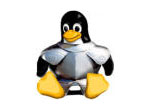 Linux penguin in a suit of armor